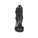 Zapato abierto cerrado hasta el cuello para mujer con cinturon y cremallera en piel negra tacon 8 - Tallas disponibles:  42