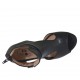 Scarpa accollata aperta da donna con cinturino e cerniera in pelle nera tacco 8 - Misure disponibili: 42