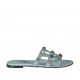 Sabot aperto da donna con perle colorate in camoscio turchese tacco 1 - Misure disponibili: 32, 33, 34, 43