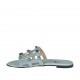 Sabot aperto da donna con perle colorate in camoscio turchese tacco 1 - Misure disponibili: 32, 33, 34, 43