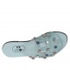 Sabot aperto da donna con perle colorate in camoscio turchese tacco 1 - Misure disponibili: 32, 33, 34, 43