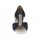 Scarpa aperta da donna in camoscio blu con elastici e borchie zeppa 4 - Misure disponibili: 43, 45