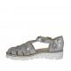 Scarpa aperta da donna con cinturino in pelle laminata argento zeppa 3 - Misure disponibili: 32, 44