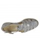 Scarpa aperta da donna con cinturino in pelle laminata argento zeppa 3 - Misure disponibili: 32, 44