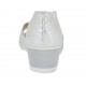 Chaussure ouverte pour femmes avec elastique et cercle métallique en cuir imprimé lamé blanc talon compensé 4 - Pointures disponibles:  42