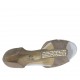 Chaussure ouverte pour femmes avec elastiques et goujons en daim gris tourterelle talon compensé 4 - Pointures disponibles:  43, 45