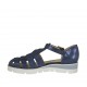Scarpa aperta da donna con cinturino in pelle laminata blu zeppa 3 - Misure disponibili: 42, 44
