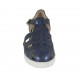 Scarpa aperta da donna con cinturino in pelle laminata blu zeppa 3 - Misure disponibili: 42, 44