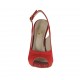 Woman's sandal with platform in red fabric heel 10 - Available sizes:  31, 32, 42