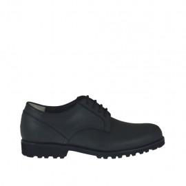 Scarpa stringata da uomo in pelle liscia nera - Misure disponibili: 37, 38, 47, 49