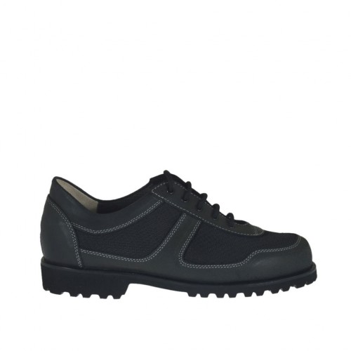 Scarpa stringata da uomo in pelle e tessuto nero - Misure disponibili: 38