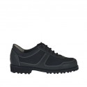 Scarpa stringata da uomo in pelle e tessuto nero