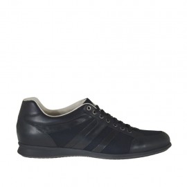 Scarpa casual da uomo stringata in tessuto e pelle nera - Misure disponibili: 47