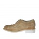 Men's casual laced derby shoe with brogue decorations in taupe leather - Available sizes:  38, 47, 48, 49, 50