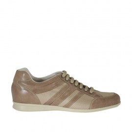 Scarpa stringata casual da uomo in pelle e tessuto taupe - Misure disponibili: 47, 49
