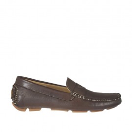 Mocassino casual da uomo in pelle marrone - Misure disponibili: 36, 47, 52