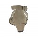 Chaussure ouverte pour femmes avec courroie et strass en nubuck taupe talon compensé 3 - Pointures disponibles:  43