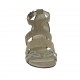 Scarpa aperta da donna con cinturino e strass in nabuk taupe zeppa 3 - Misure disponibili: 43, 45
