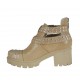 Stivaletto da donna con cerniera, fibbie e borchie in pelle beige tacco 6 - Misure disponibili: 42