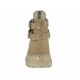 Stivaletto da donna con cerniera, fibbie e borchie in pelle beige tacco 6 - Misure disponibili: 42