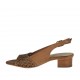 Sandale en cuir perforé brun clair pour femmes talon 3 - Pointures disponibles:  32