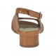 Woman's sandal in pierced tan brown leather heel 3 - Available sizes:  32