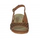 Woman's sandal in pierced tan brown leather heel 3 - Available sizes:  32