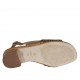 Woman's sandal in pierced tan brown leather heel 3 - Available sizes:  32