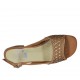 Woman's sandal in pierced tan brown leather heel 3 - Available sizes:  32