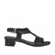 Woman's sandal in pierced black leather heel 3 - Available sizes:  32