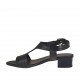 Woman's sandal in pierced black leather heel 3 - Available sizes:  32
