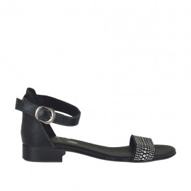 Scarpa aperta da donna in pelle nera con cinturino e strass tacco 2 - Misure disponibili: 32