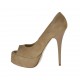 Scarpa aperta da donna con plateau in camoscio beige tacco 13 - Misure disponibili: 42