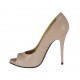Escarpin à bout ouvert pour femmes avec plateforme en cuir rose poudre talon 10 - Pointures disponibles:  42, 46