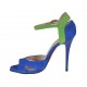 Scarpa aperta da donna con cinturino e plateau in camoscio bluette e verde tacco 10 - Misure disponibili: 31