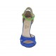 Scarpa aperta da donna con cinturino e plateau in camoscio bluette e verde tacco 10 - Misure disponibili: 31