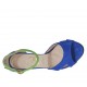 Scarpa aperta da donna con cinturino e plateau in camoscio blu e verde tacco 10 - Misure disponibili: 31, 32