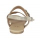 Sandalo da donna con fibbia in camoscio taupe e pelle stampata laminata platino tacco 1 - Misure disponibili: 42, 45