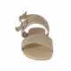 ?Sandalia para mujer con hebilla en gamuza gris pardo y piel estampada laminada platino tacon 1 - Tallas disponibles:  42