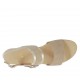 Sandalo da donna con fibbia in camoscio taupe e pelle stampata laminata platino tacco 1 - Misure disponibili: 42, 45