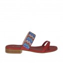 Chanclas de dedo rojas con strass multicolores para mujer tacon 2