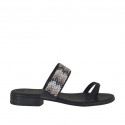 Sabot aperto infradito nero con strass multicolor tacco 2