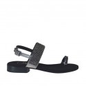 Woman's laminated gunmetal flip-flop sandal with rhinestones heel 2