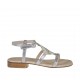 Woman's silver printed sandal with strap and multicolored rhinestones heel 2 - Available sizes:  32