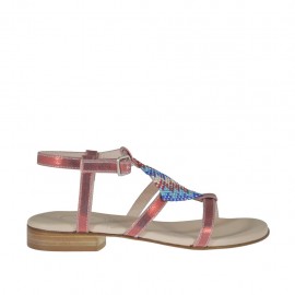 Sandale pour femmes imprimé rouge avec courroie et strass multicouleurs talon 2 - Pointures disponibles:  32, 42