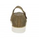 Scarpa da donna con cinturino in pelle taupe e grigia zeppa 3 - Misure disponibili: 45