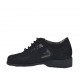 Zapato con cordones para mujer en nubuk y tejido perforado negro cuña 3 - Tallas disponibles:  33, 43