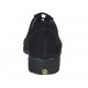 Woman's laced shoe in black nubuck leather and pierced fabric wedge heel 3 - Available sizes:  33, 43