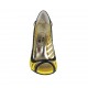 Woman's open shoe in black patent leather and yellow leather heel 10 - Available sizes:  31, 32
