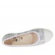 Decolté da donna in vernice bianca e pelle stampata laminata argento zeppa 4 - Misure disponibili: 42, 43, 44